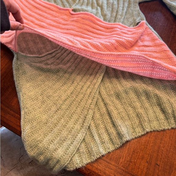 Shein pink and green color block cross over sweater. - Picture 5 of 7